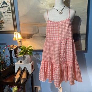 Elegant Pink Checkered Midi Dress